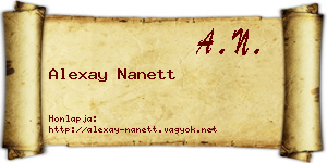 Alexay Nanett névjegykártya